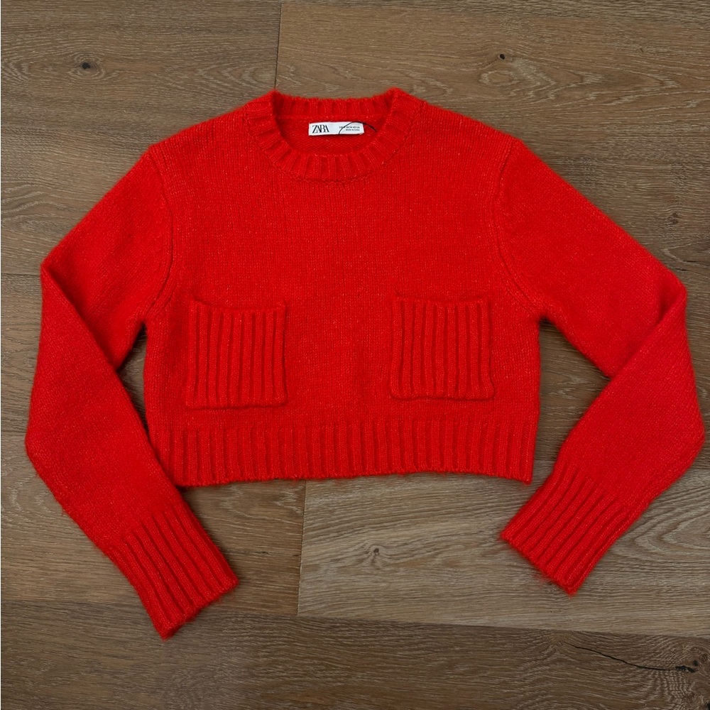 Zara Vibrant Red Cropped Sweater
